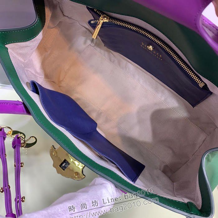VERSACE女包 杜美莎頭像logo手袋 配色女手提包 大號 範思哲單肩斜挎包 1111  bfd1001